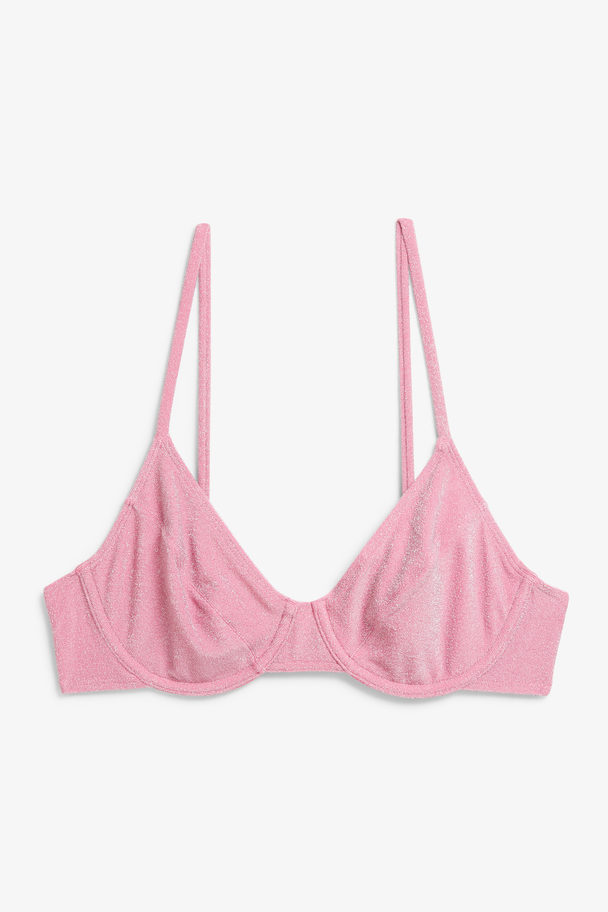 Monki Pink Glimmer-bikinitop Med Bøjle Lyserød Glimmer