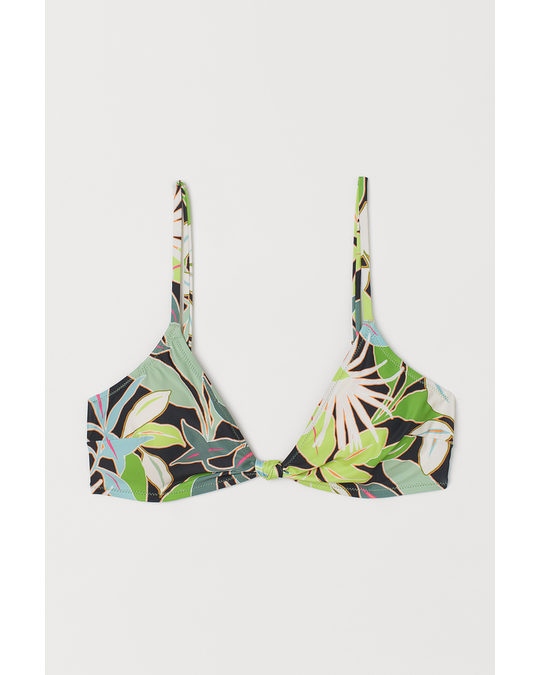 H&M Padded Bikini Top Light Green/floral