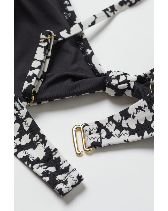 H&M Padded Bikini Top Black/white Patterned