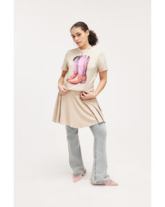 Graphic Printed T-shirt Beige W. Boots