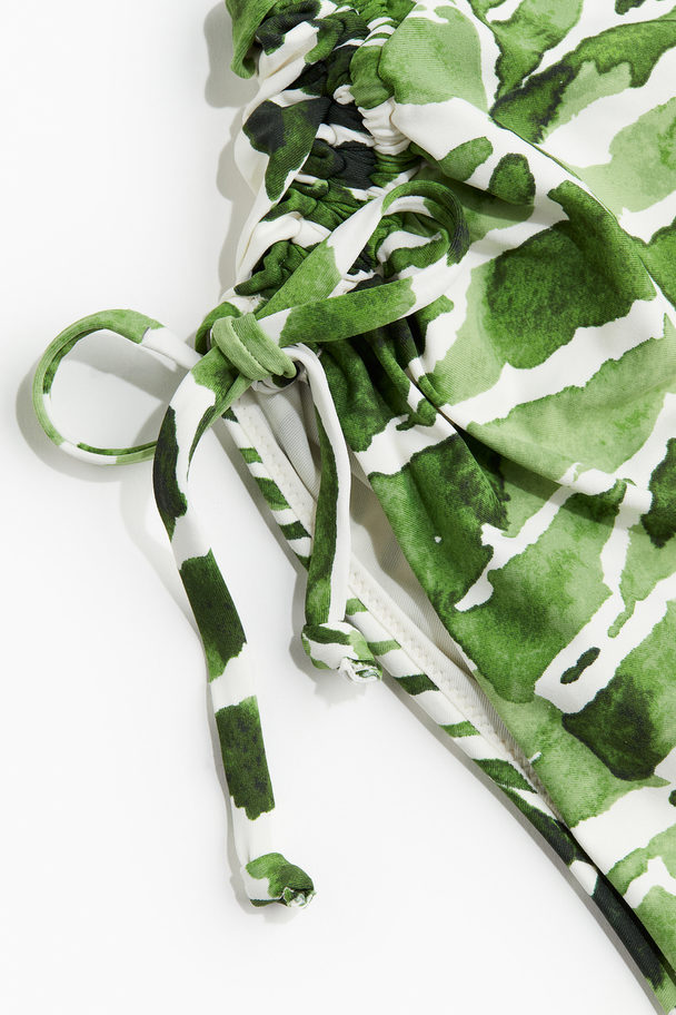 H&M Drawstring-detail Swimsuit Green/leaves