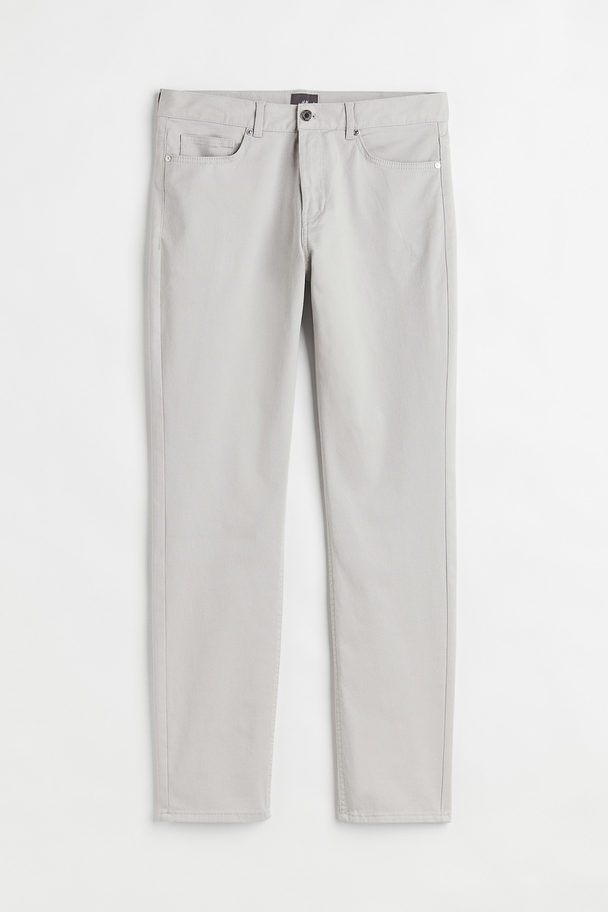 H&M Slim Fit Cotton Twill Trousers Light Grey