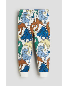 Printed Joggers White/dinosaurs