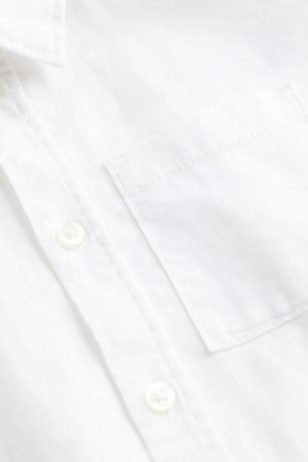 H&M Popelinehemd aus Leinenmix Weiß
