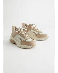 Chunky Sole Technical Sneakers Beige