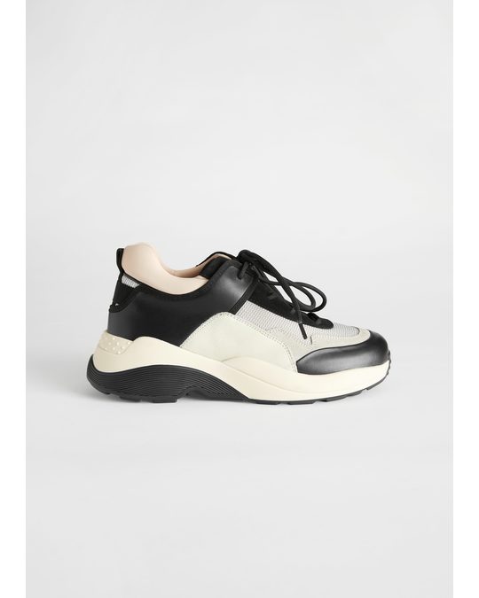 & Other Stories Chunky Sole Technical Sneakers Beige Black