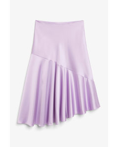 Asymmetric Hem Satin Skirt Lavender