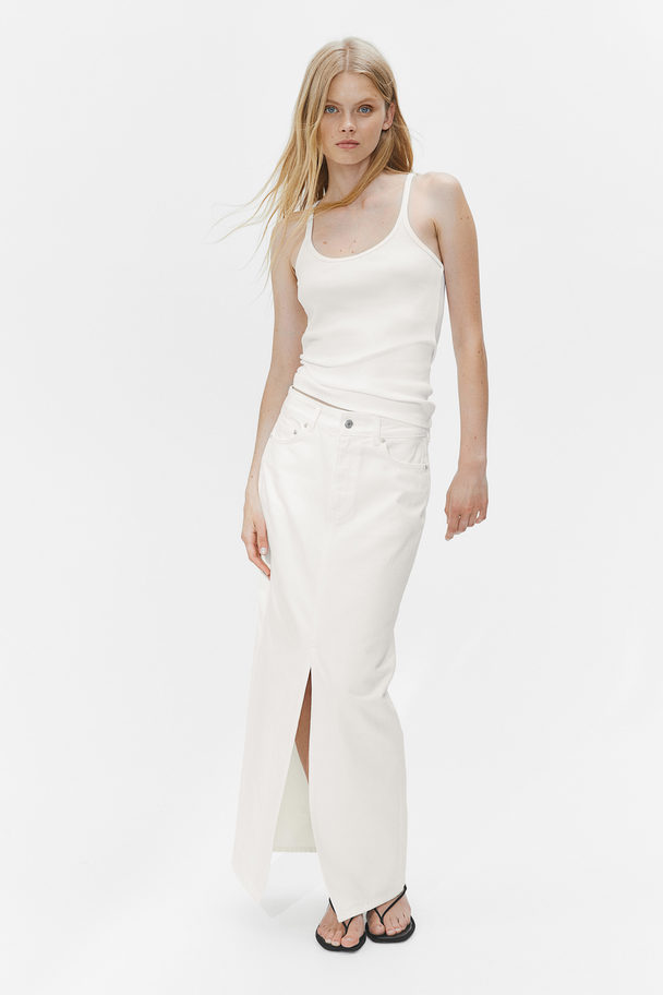 H&M Denim Maxi Skirt White