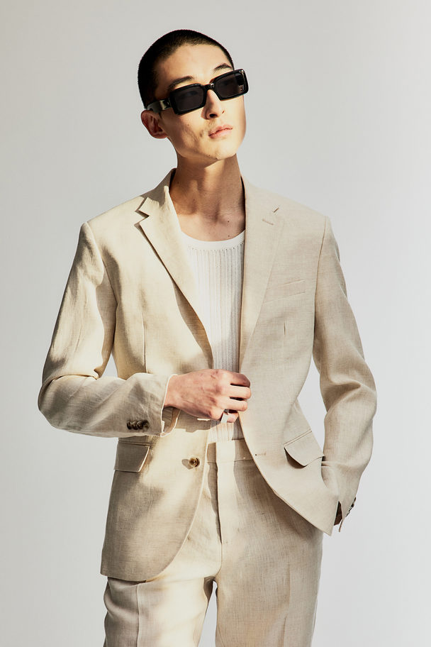 H&M Leinenblazer Slim Fit Hellbeige