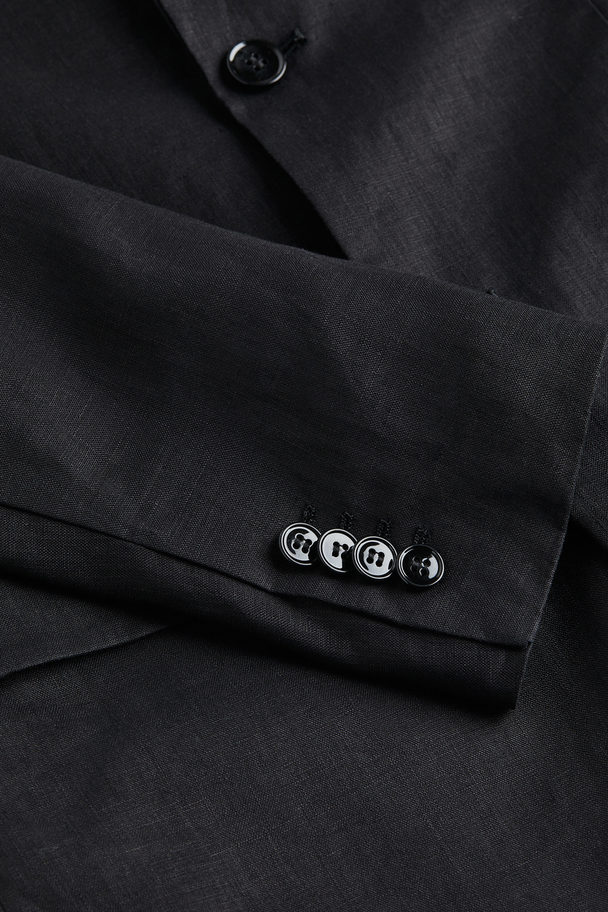 H&M Slim Fit Linen Jacket Black