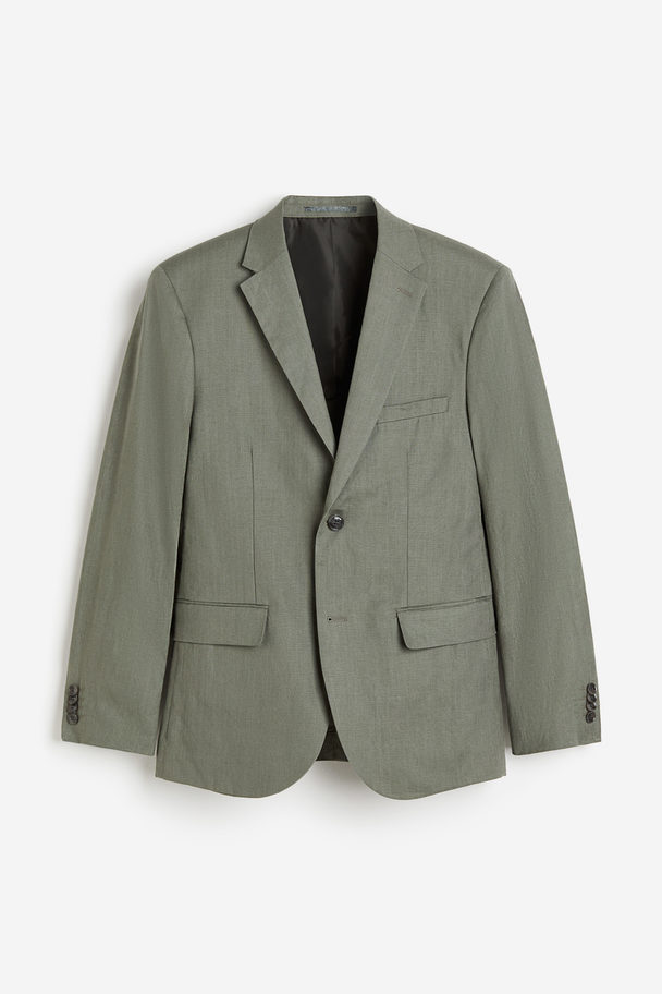 H&M Slim Fit Linen Jacket Green