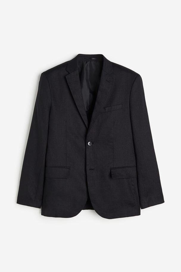 H&M Slim Fit Linen Jacket Black