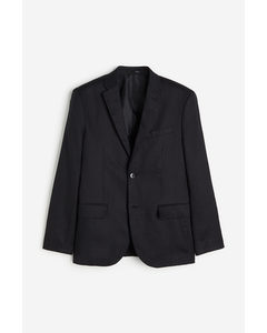Slim Fit Linen Jacket Black