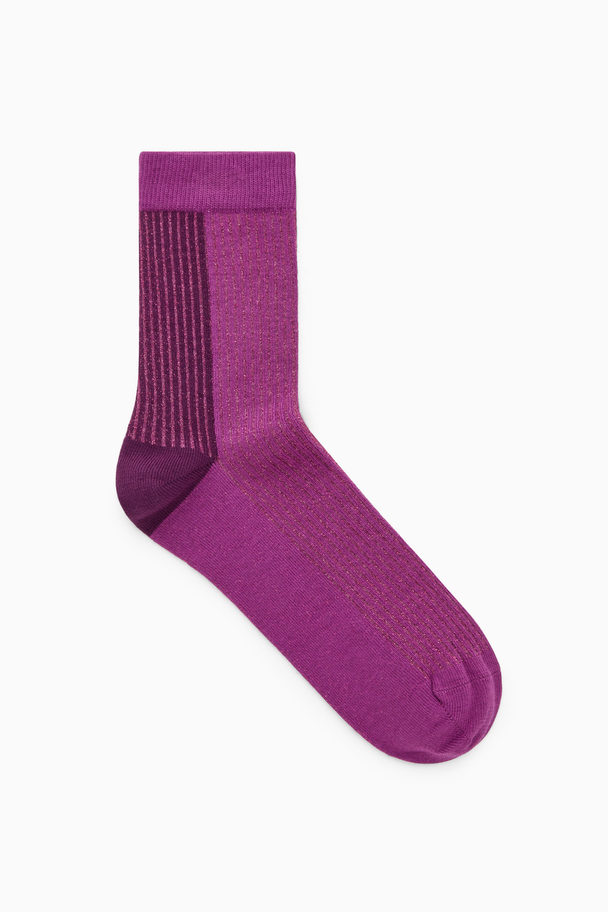 COS Two-tone Sparkly Ribbed Socks Pink