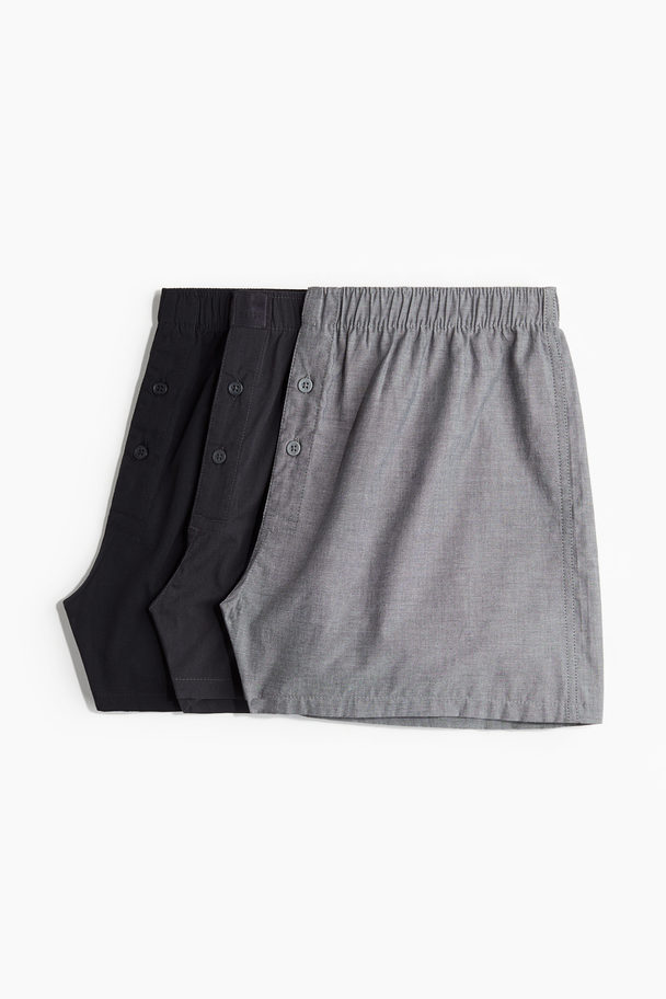 H&M 3er-Pack Boxershorts aus Baumwollstoff Grau