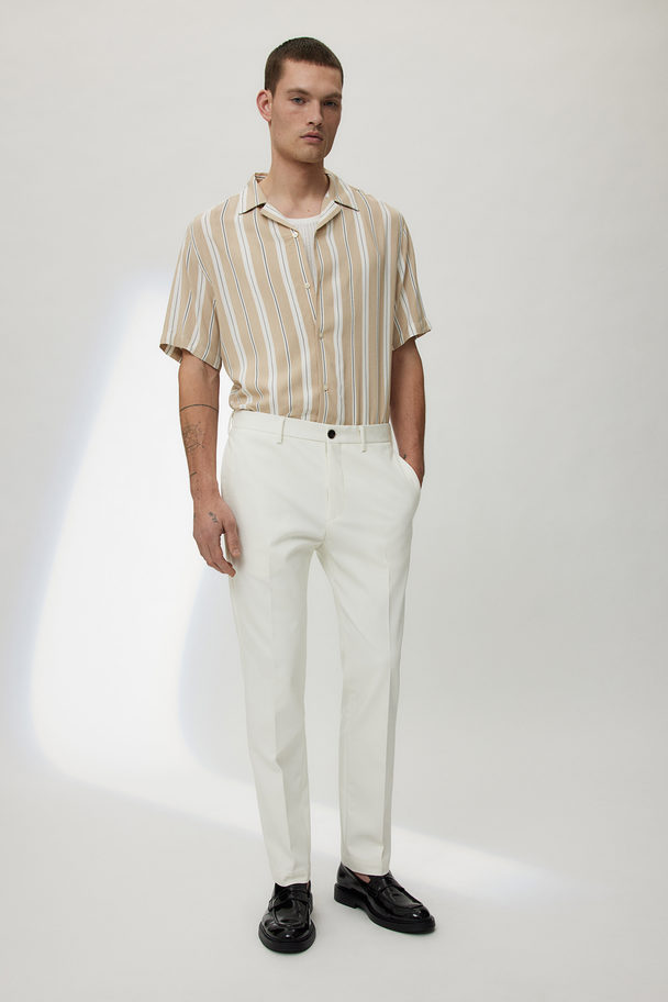 H&M Patterned Resort Shirt Beige/white Striped