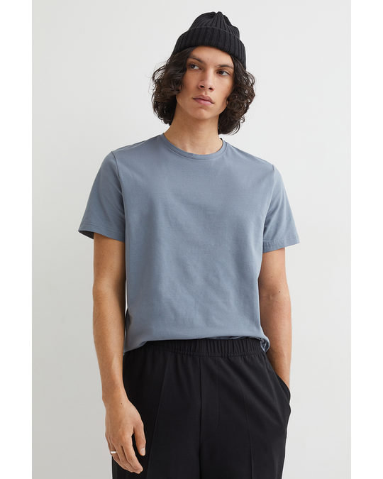 H&M Slim Fit Round-necked T-shirt Dark Grey