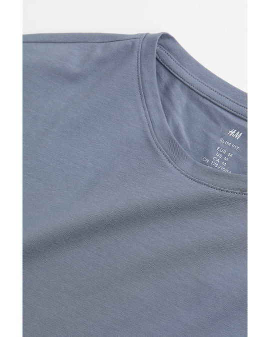 H&M Slim Fit Round-necked T-shirt Dark Grey