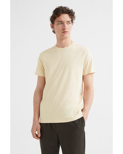 T-shirt Van Premium Cotton - Slim Fit Bleekgeel
