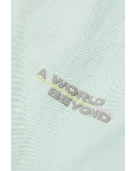 H&M Printed T-shirt Light Turquoise/a World Beyond