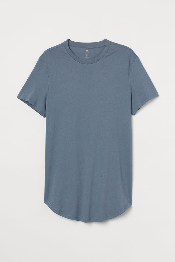 H&M T-shirt - Long Fit Donkergrijs