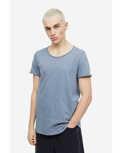 T-Shirt mit Rollkanten Stahlblau