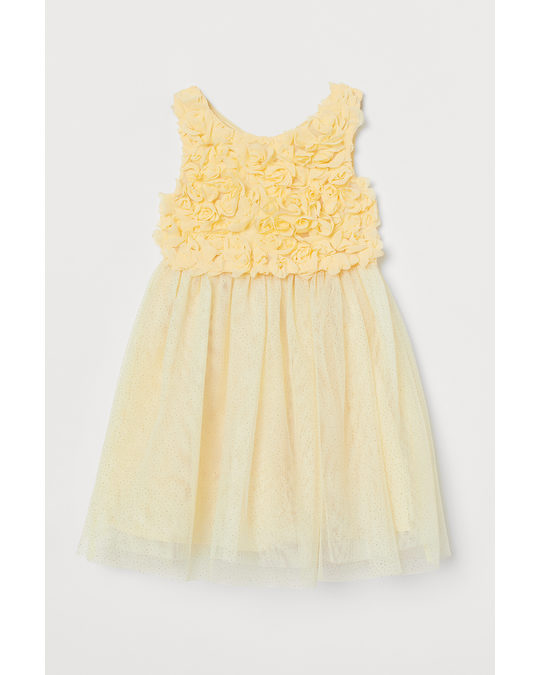 H&M Glittery Tulle Dress Light Yellow