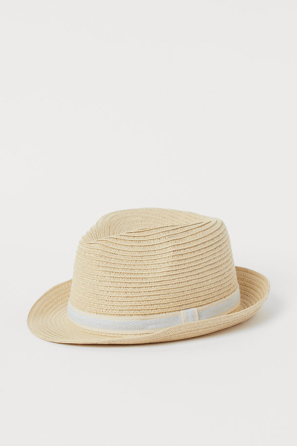 H&M Straw Hat Light Beige/white