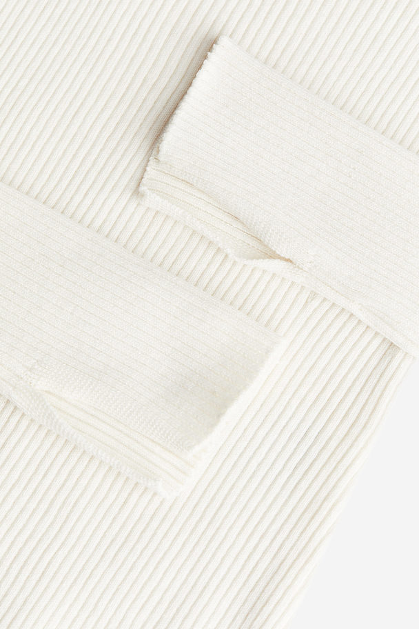 H&M Square-neck Rib-knit Top Cream