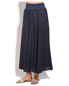 Fluid Long Skirt With Pockets And Elastic Waistband