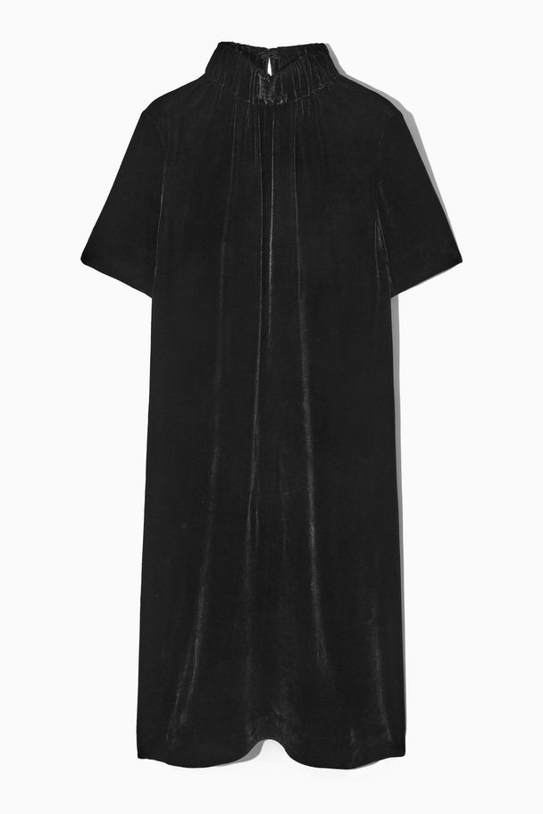 COS Velvet High-neck Dress Black