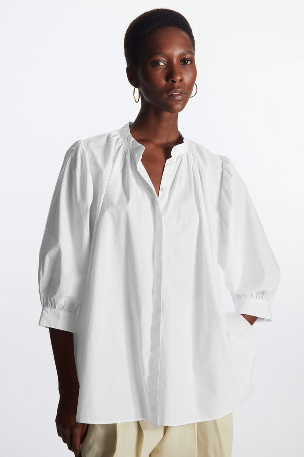 COS Gathered Puff Sleeve Blouse White