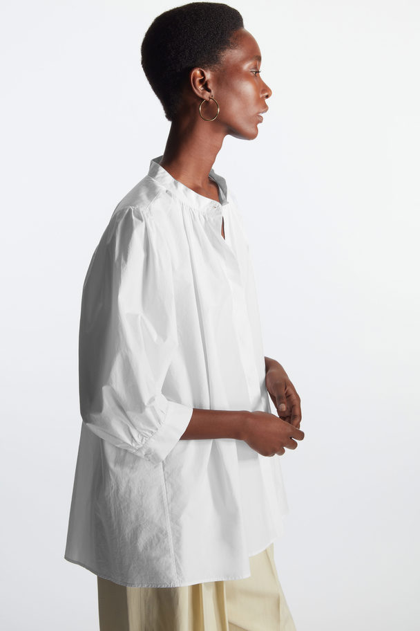 COS Gathered Puff Sleeve Blouse White