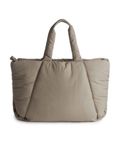 Oversized Puffy Tote Bag Beige