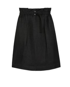 Linen Paperbag Skirt Black