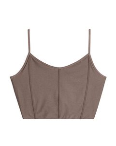 High-shine Cropped Top Light Brown