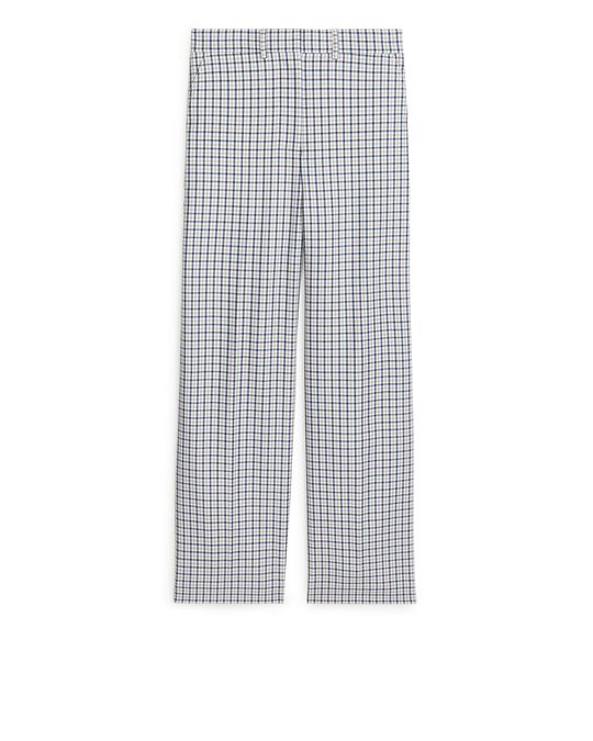 Arket Wide Checked Trousers White/Checked