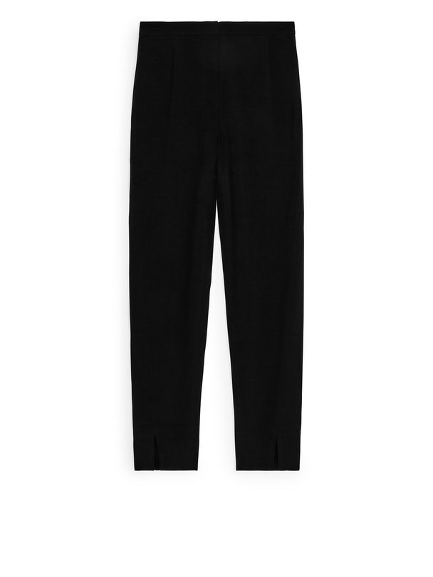 Arket Tapered Slit-detail Trousers Black