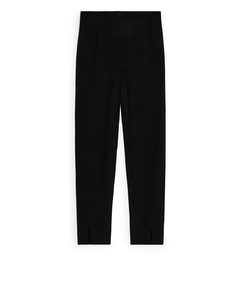 Tapered Slit-detail Trousers Black