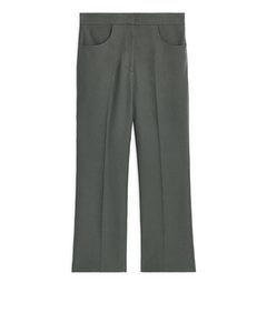 Cropped Stretch Cotton Trousers Grey