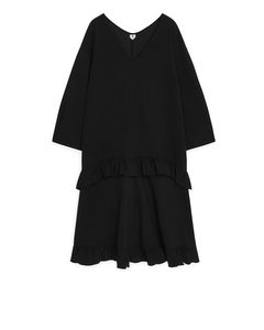 Oversized Frill Dress Black