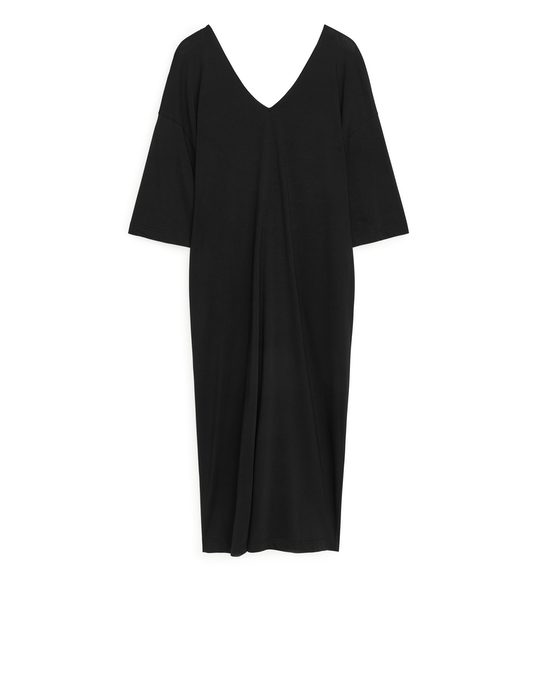 Arket Twist-detail Kaftan Dress Black