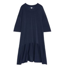 Fluted Knit Dress Dark Blue