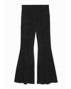 Pintucked Flared Trousers Black