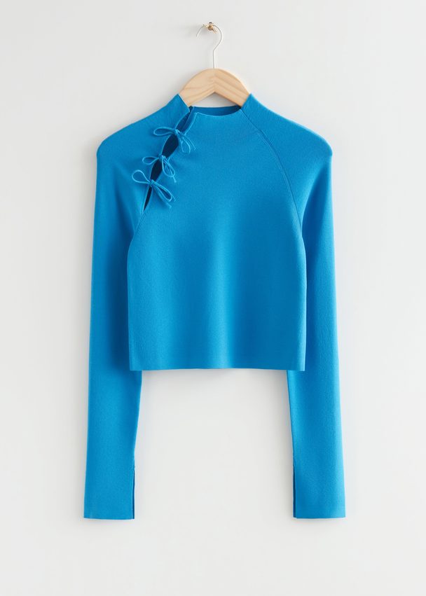 & Other Stories Cropped Asymmetric Tie Jumper Blue