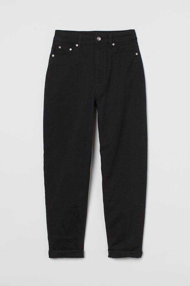 H&M Mom Loose-fit Twill Trousers Black