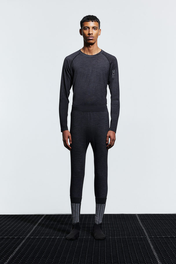 H&M Drymove™ Wool-blend Base Layer Tights Dark Grey Marl