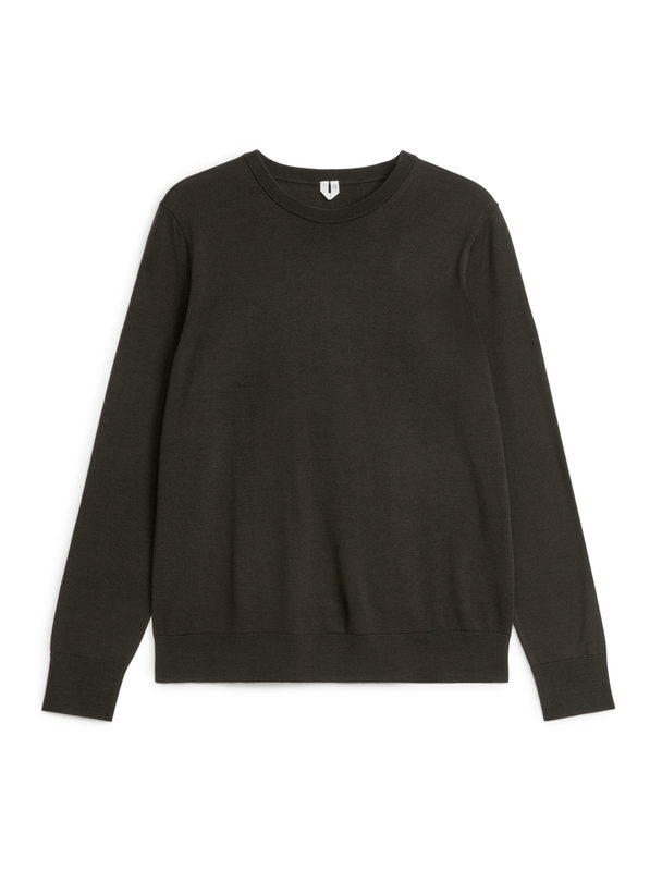 ARKET Fint Strikket Sweater I Merinould Mørkebrun