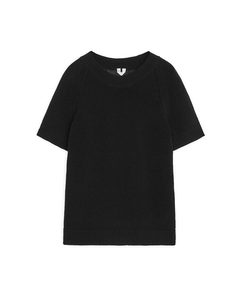 Knitted Short-Sleeved Top Black