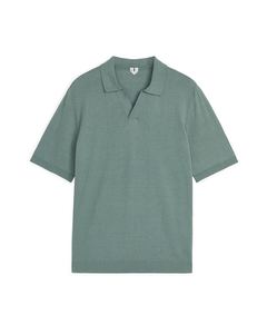 Cotton Linen Polo Shirt Khaki Green